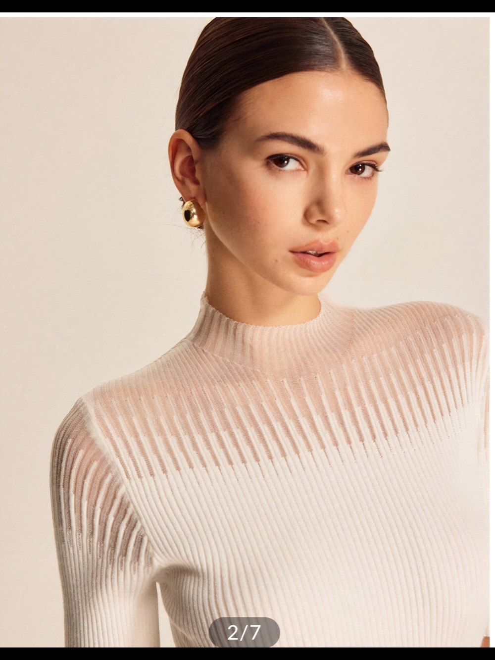 Sheer Ribbed Mock Neck Top - Picture 3 of 3